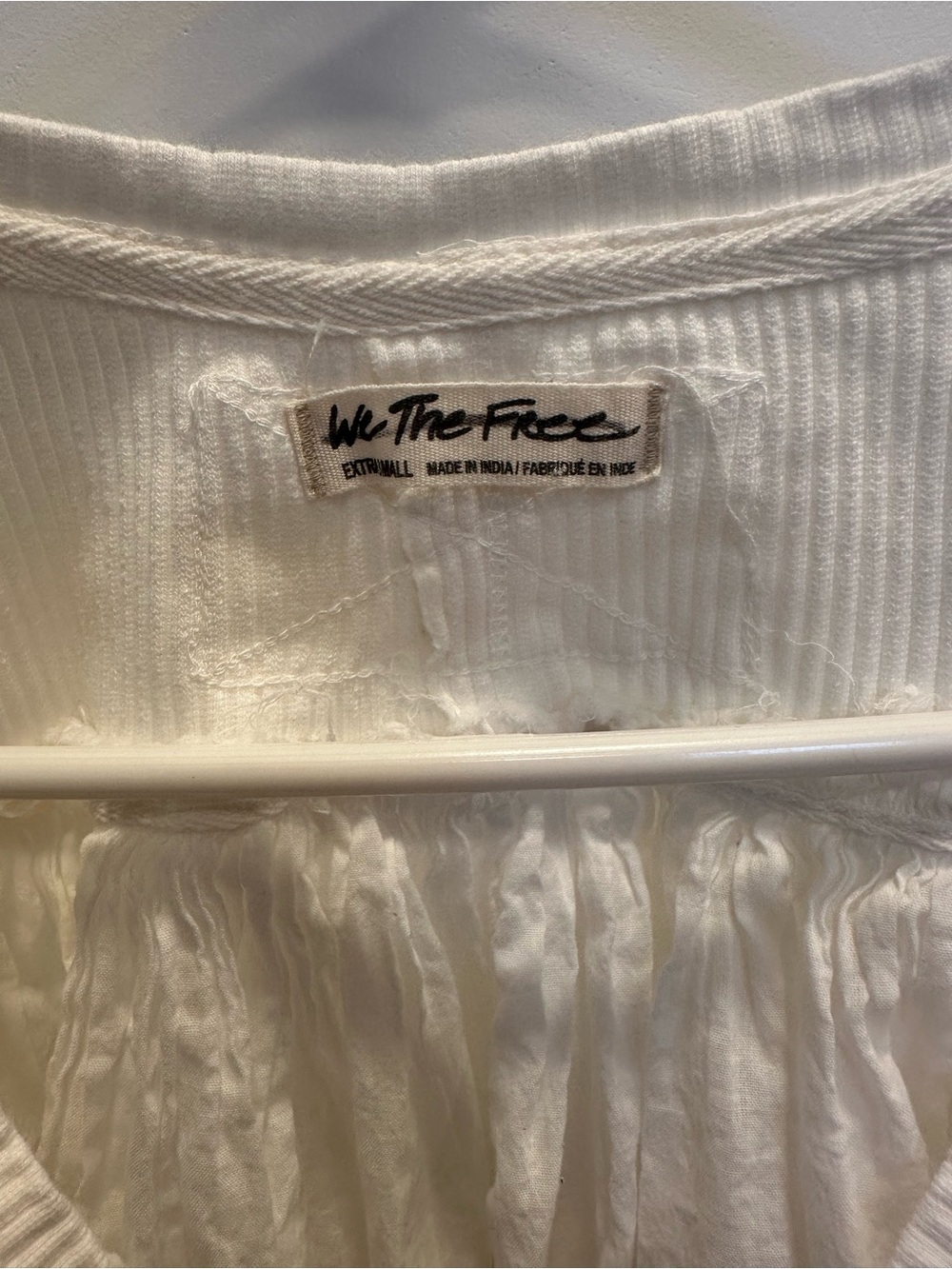 Free People- White Long-Sleeve Henley Peasant Top with Button Front - Picture 3 of 6